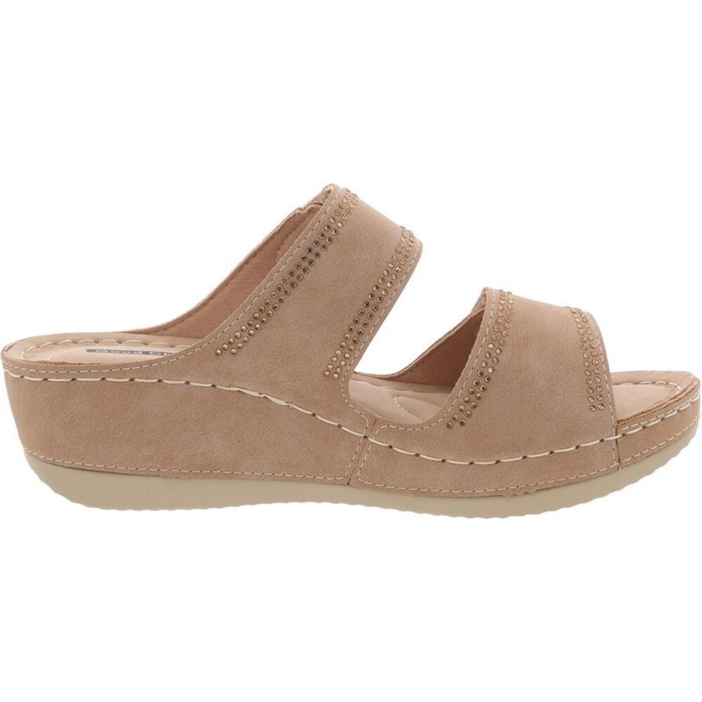 Good Choice Womens Rea Tan Wedges Hook and Loop Wedge Sandals Shoes New - Picture 2 of 2